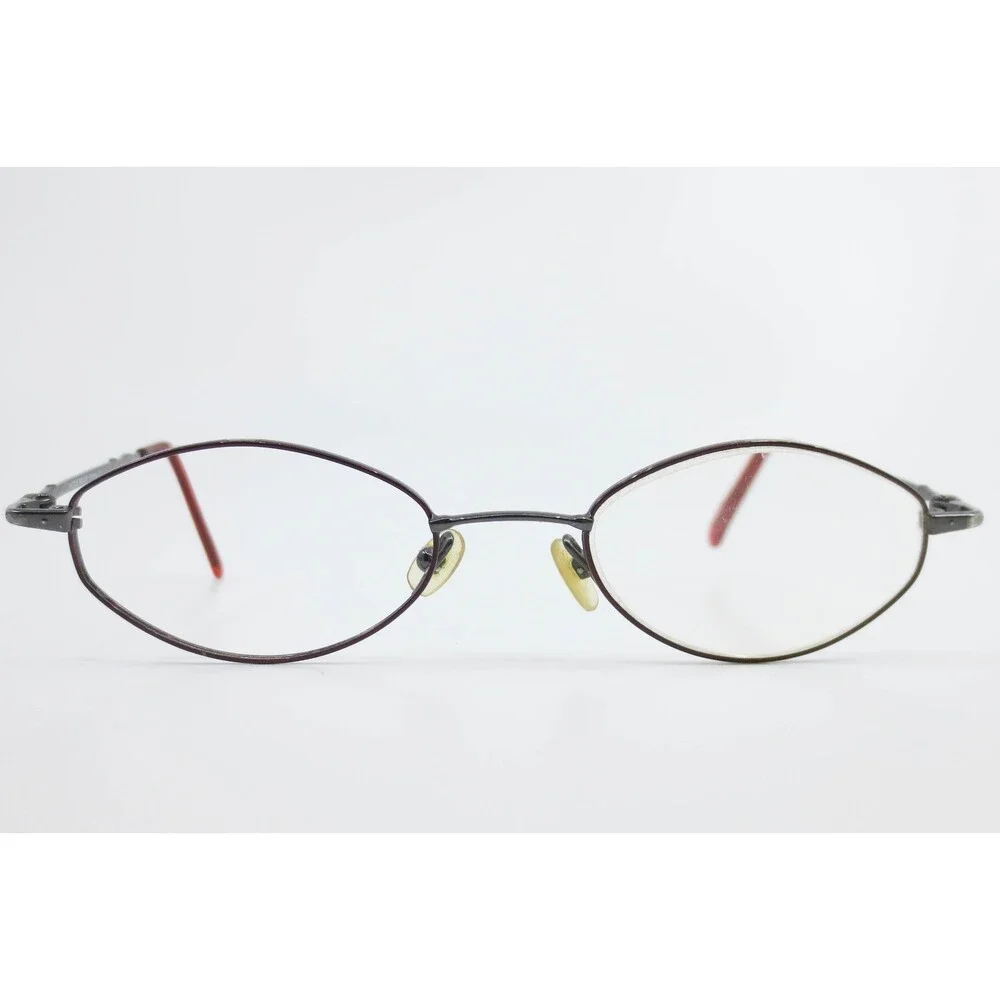 Nicole Miller Serena Dark Wine Oval Metal Eyeglass Frames 135mm Bamboo Temple